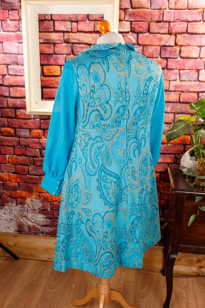 70s Disco Brokatkleid türkis