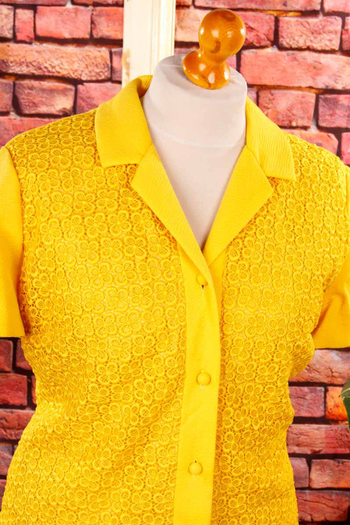 70s Disco Kleid leuchtend gelb