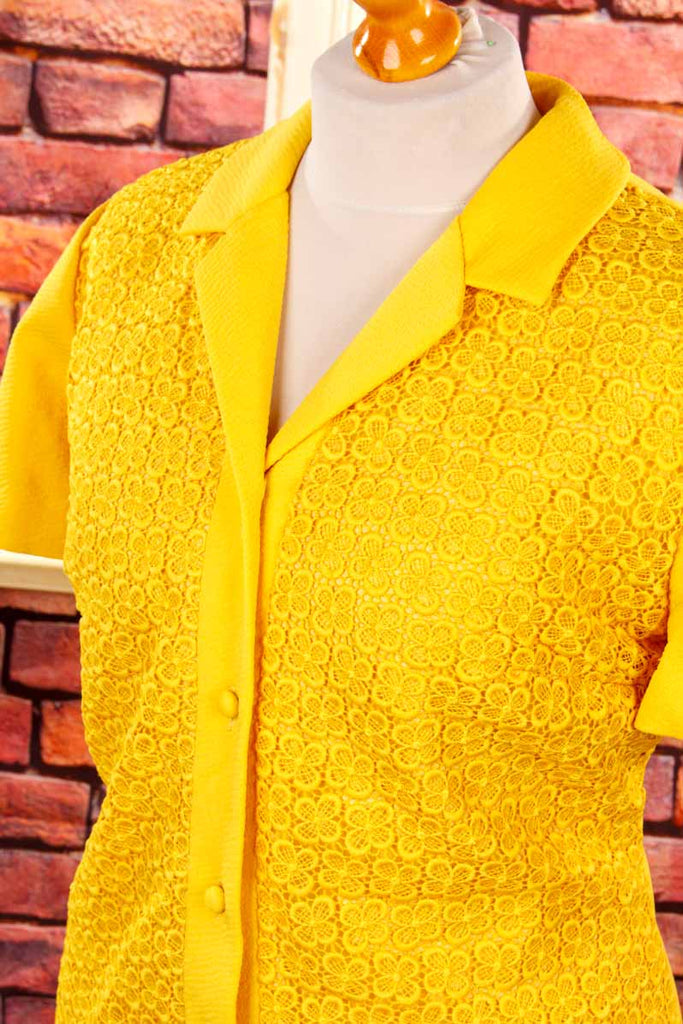 70s Disco Kleid leuchtend gelb