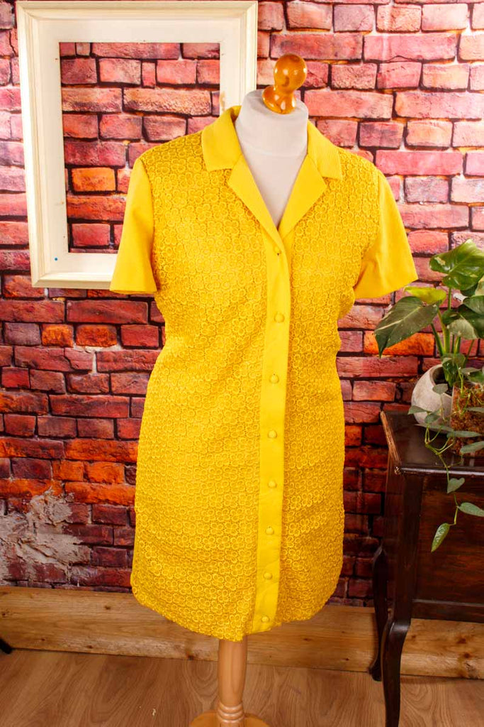 70s Disco Kleid leuchtend gelb