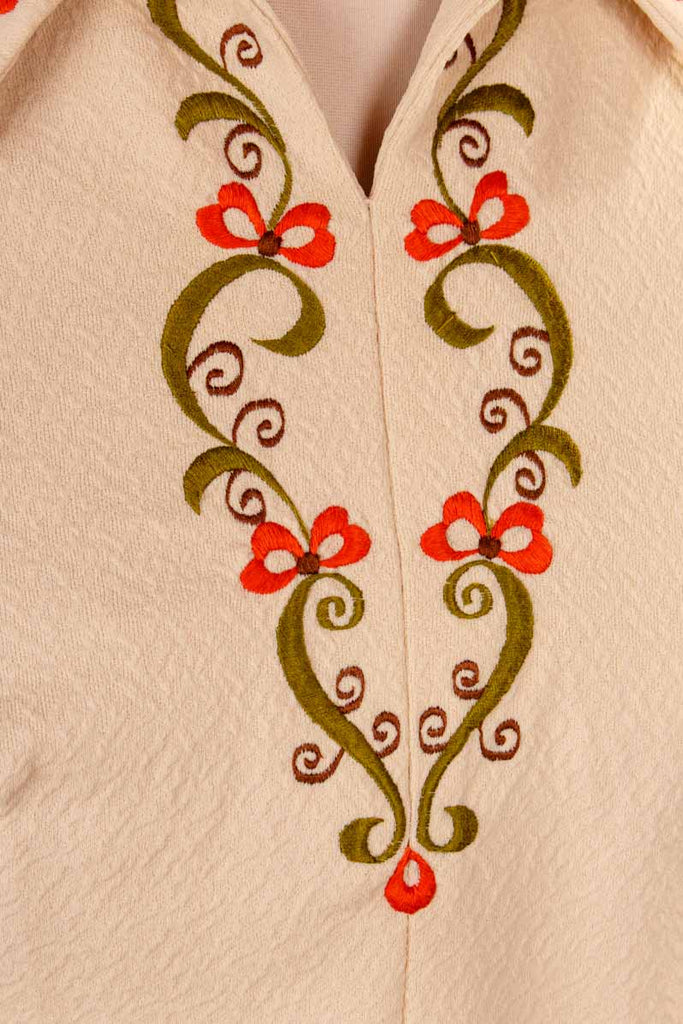 70s Schlagerkleid beige