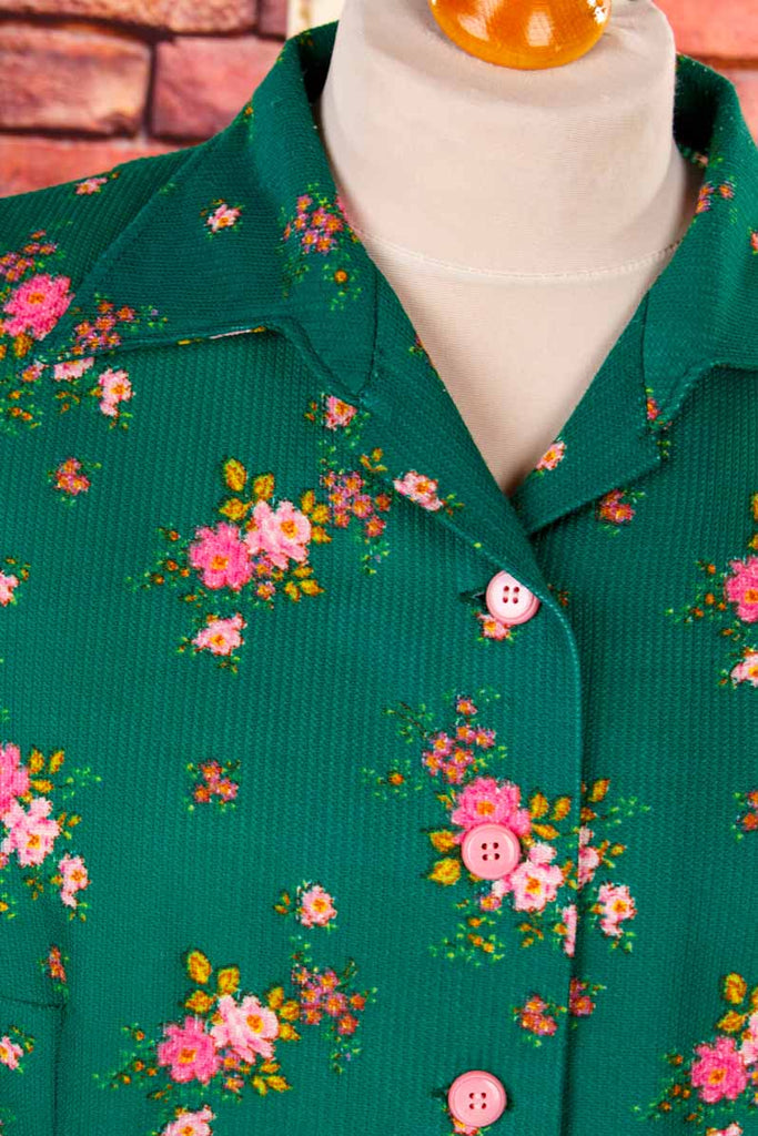 70s Bluse grün Megakragen