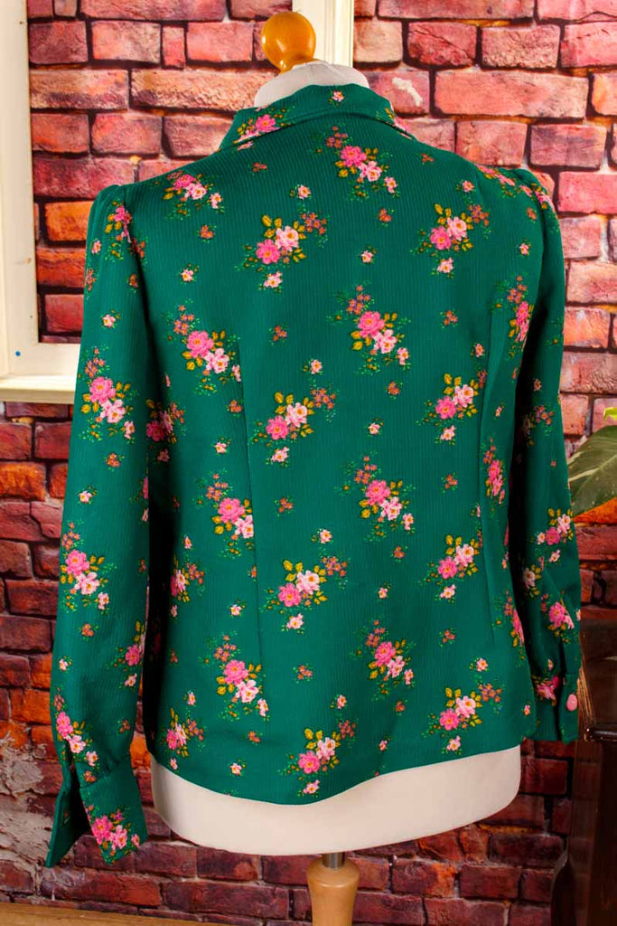 70s Bluse grün Megakragen