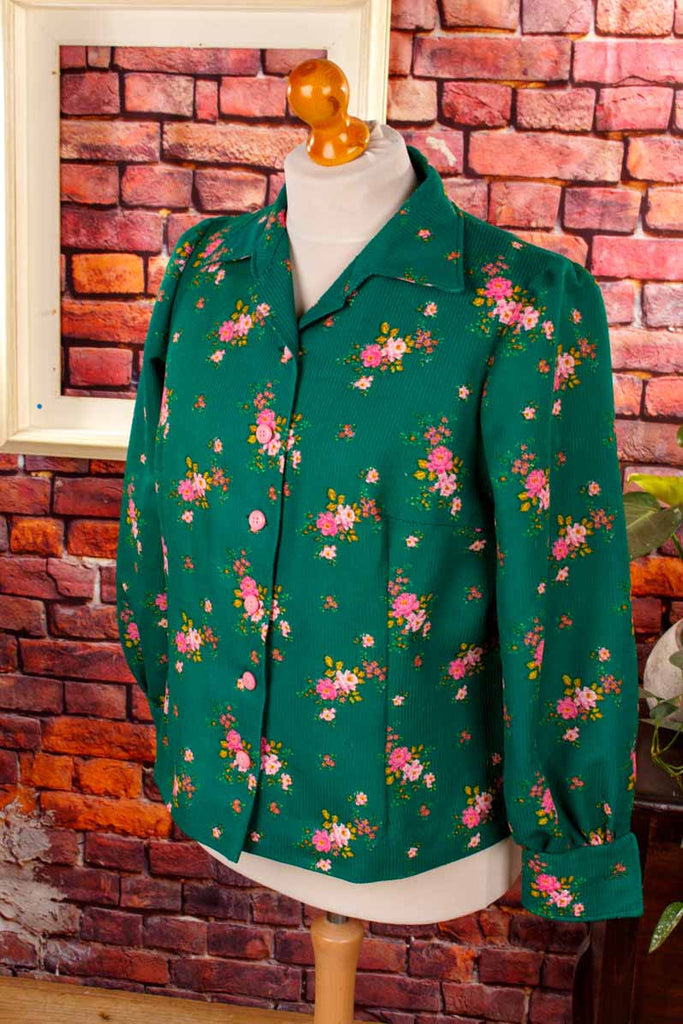 70s Bluse grün Megakragen