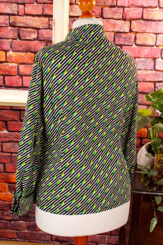 70s Disco Bluse grün Streifen