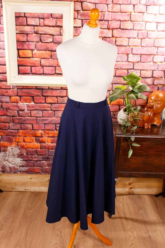 schwingender Wolle Rock marineblau