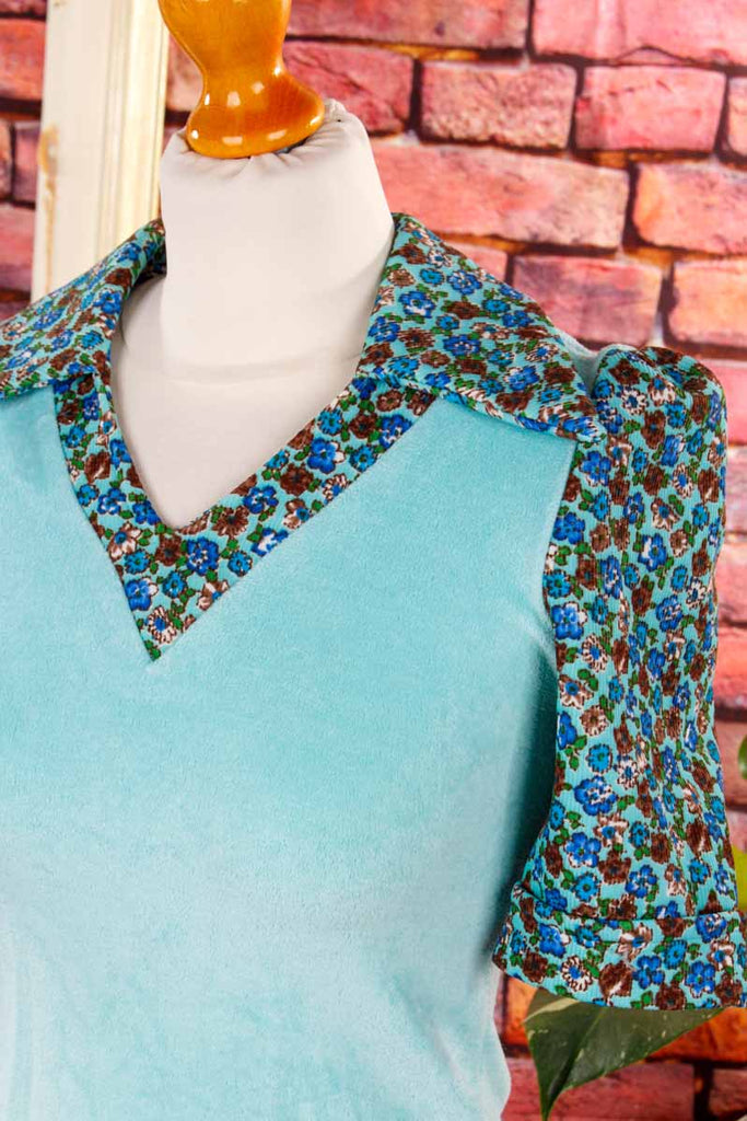 Samt Top türkis Megakragen