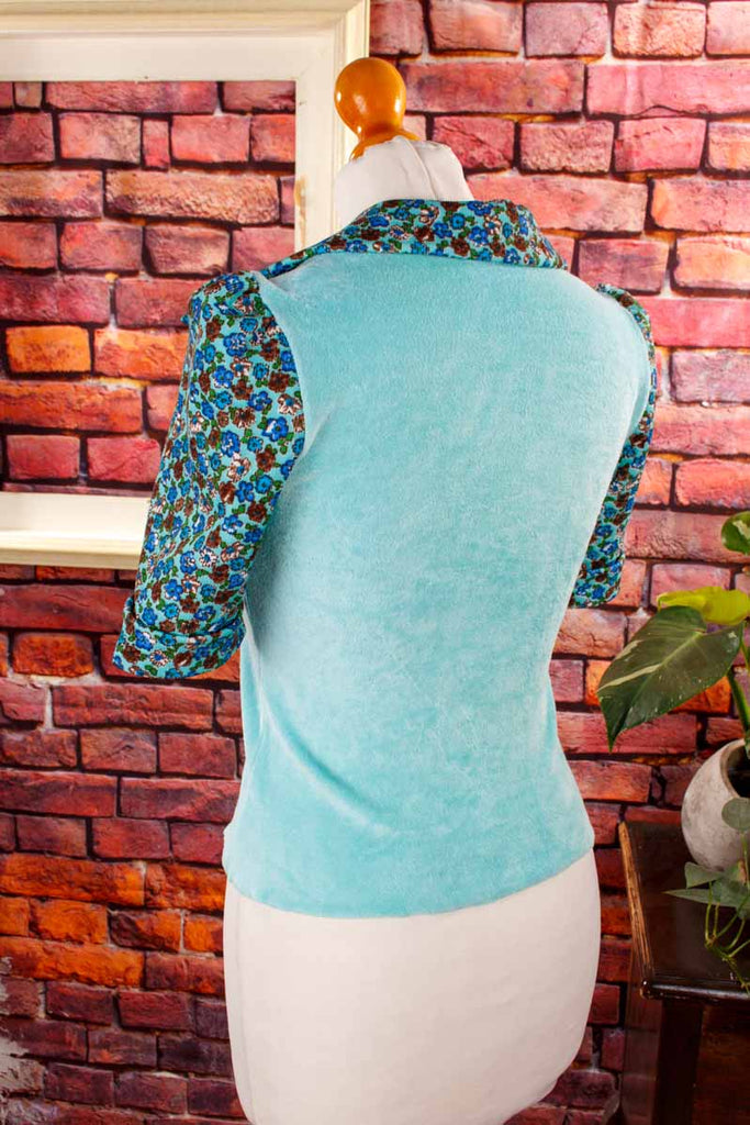 Samt Top türkis Megakragen