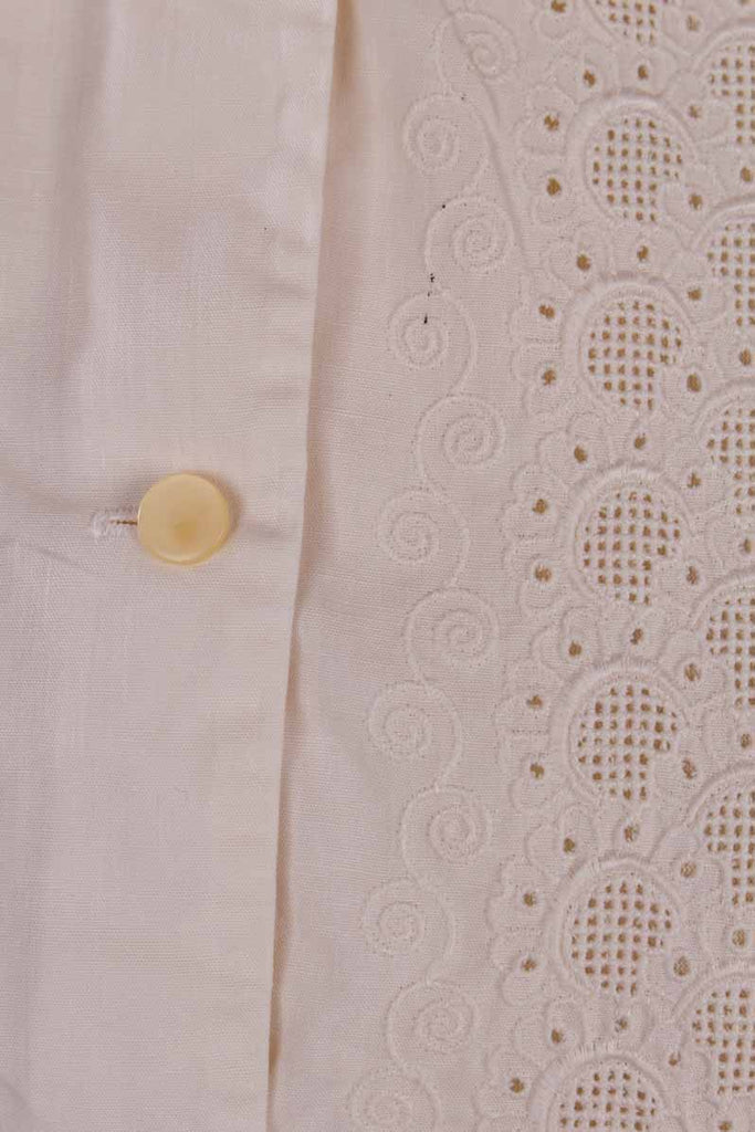 50s Baumwollbluse weiß Lochspitze