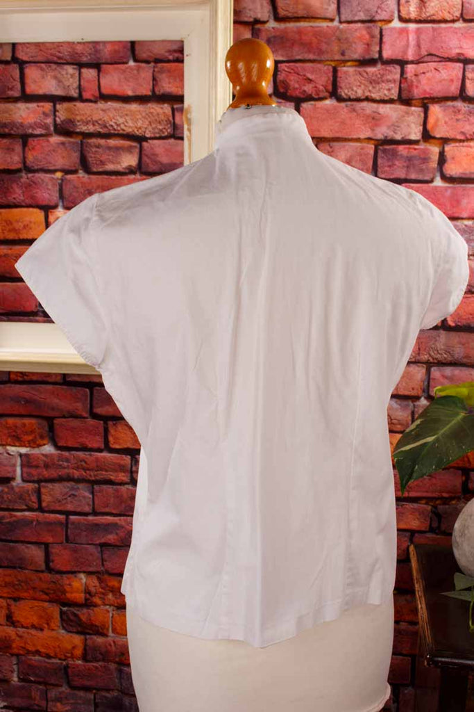 50s Baumwollbluse weiß Lochspitze