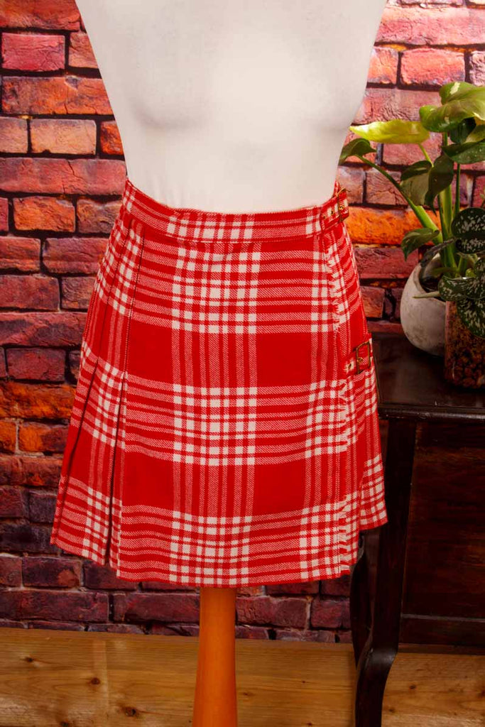 Wolle Faltenrock rot weiß kariert