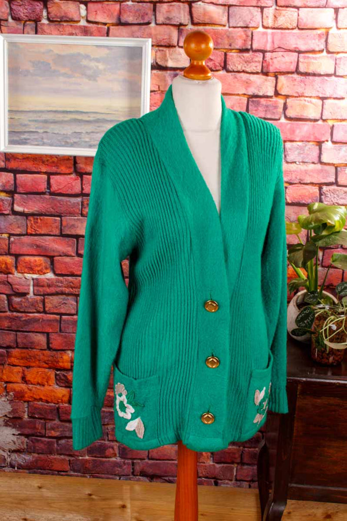 Vintage Strickjacke smaragdgrün