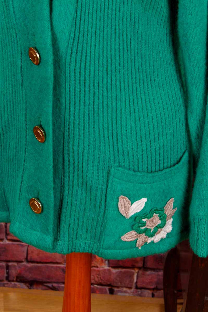 Vintage Strickjacke smaragdgrün