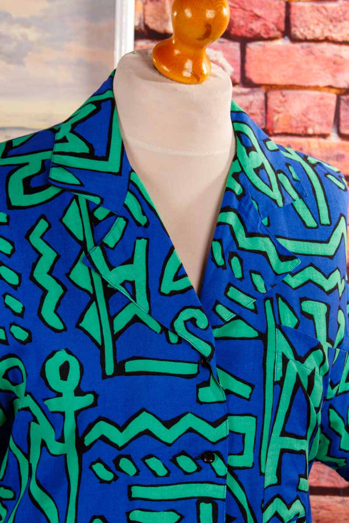 90s Viskose Hemdbluse abstrakt