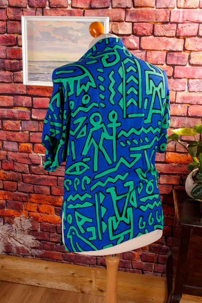 90s Viskose Hemdbluse abstrakt