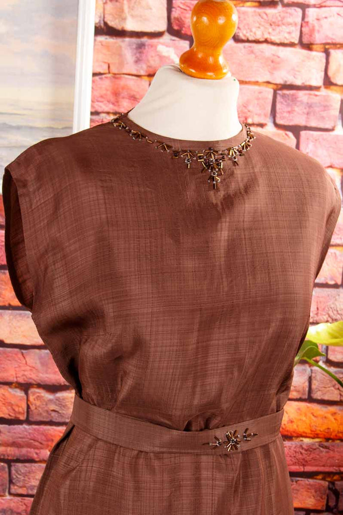 60s Schlauchkleid braun Schimmer