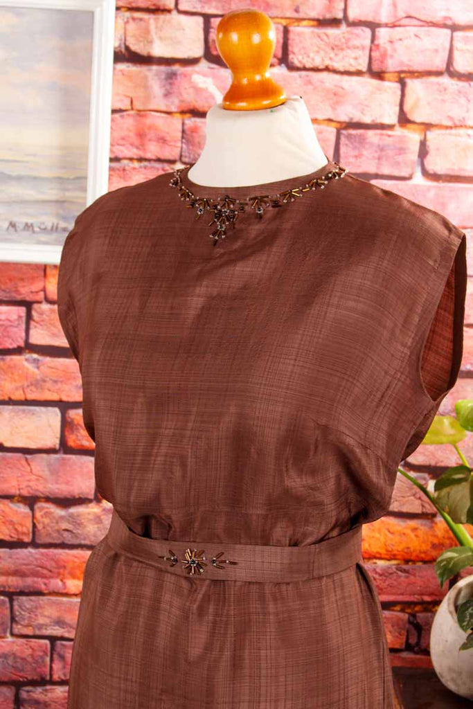 60s Schlauchkleid braun Schimmer