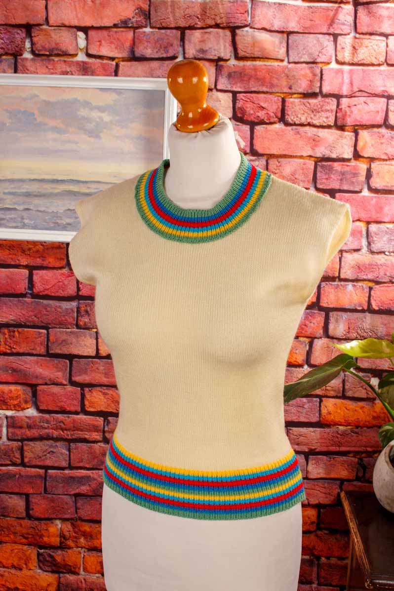 60s Stricktop gelb Ringel