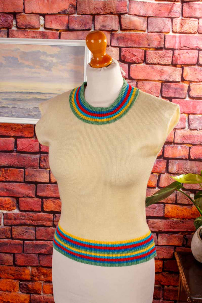 60s Stricktop gelb Ringel