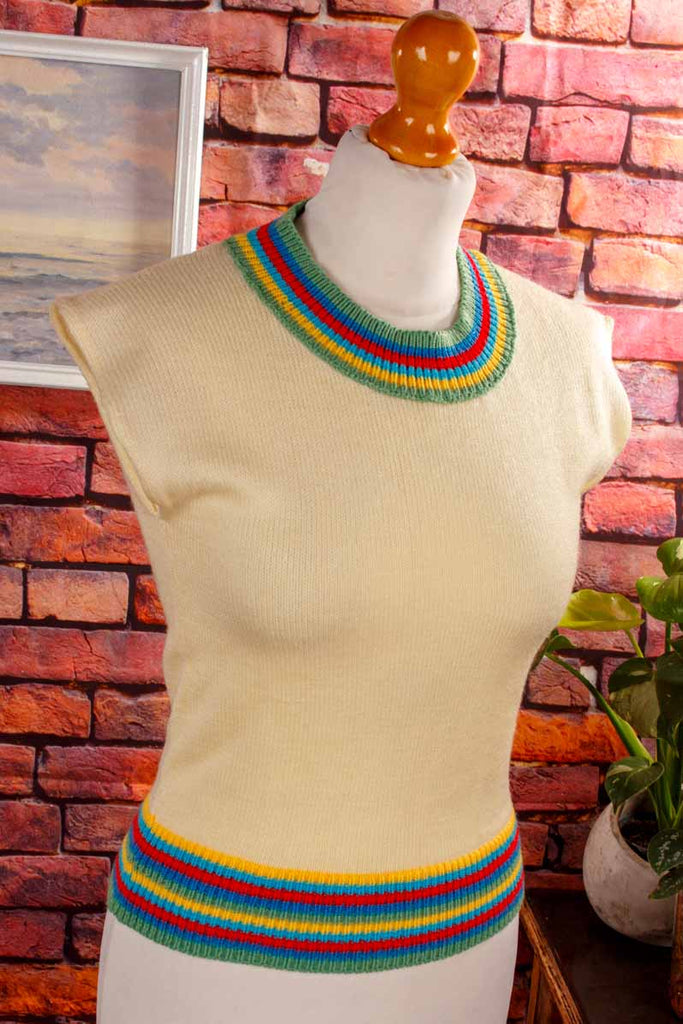 60s Stricktop gelb Ringel