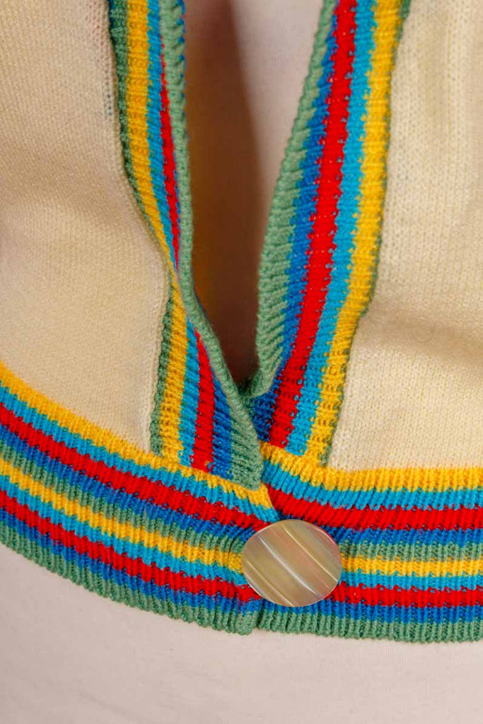 60s Strickjacke gelb Ringel