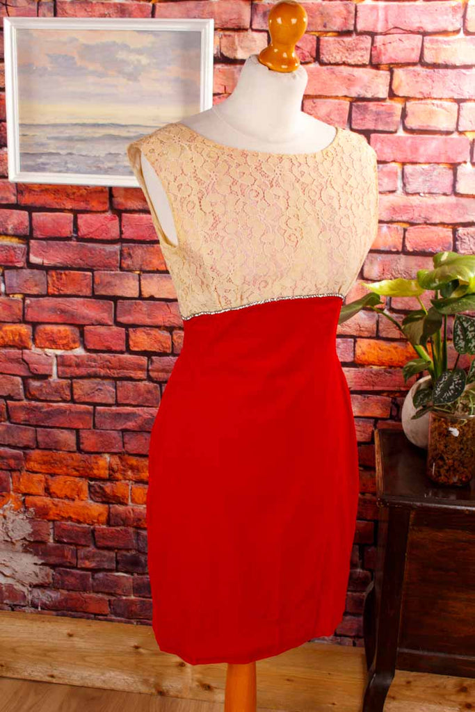 60s Abendkleid rot Samt