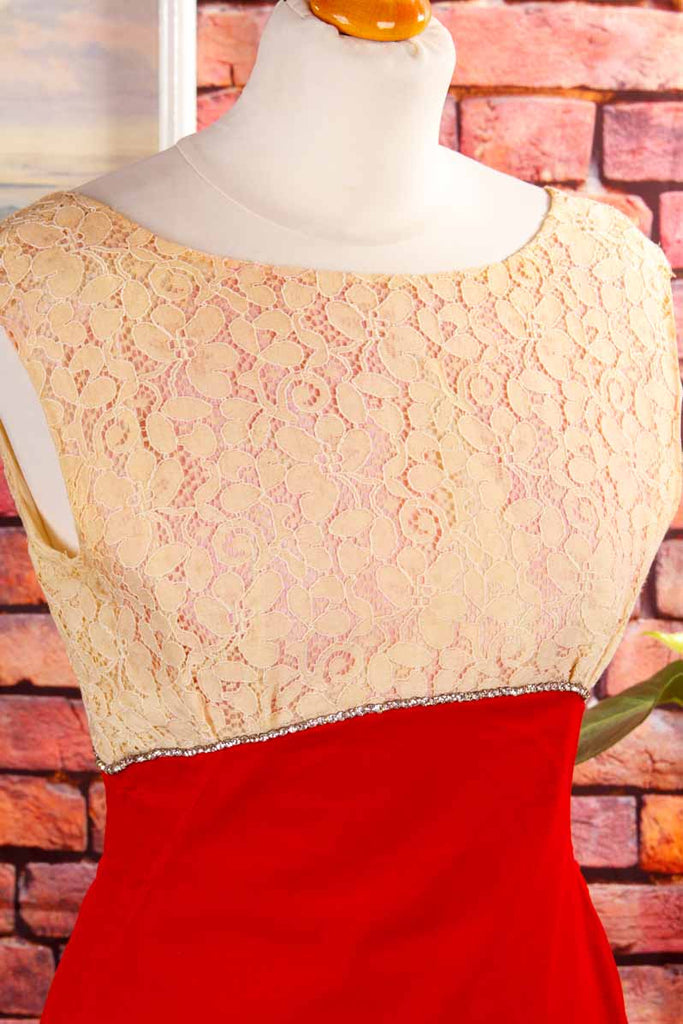 60s Abendkleid rot Samt