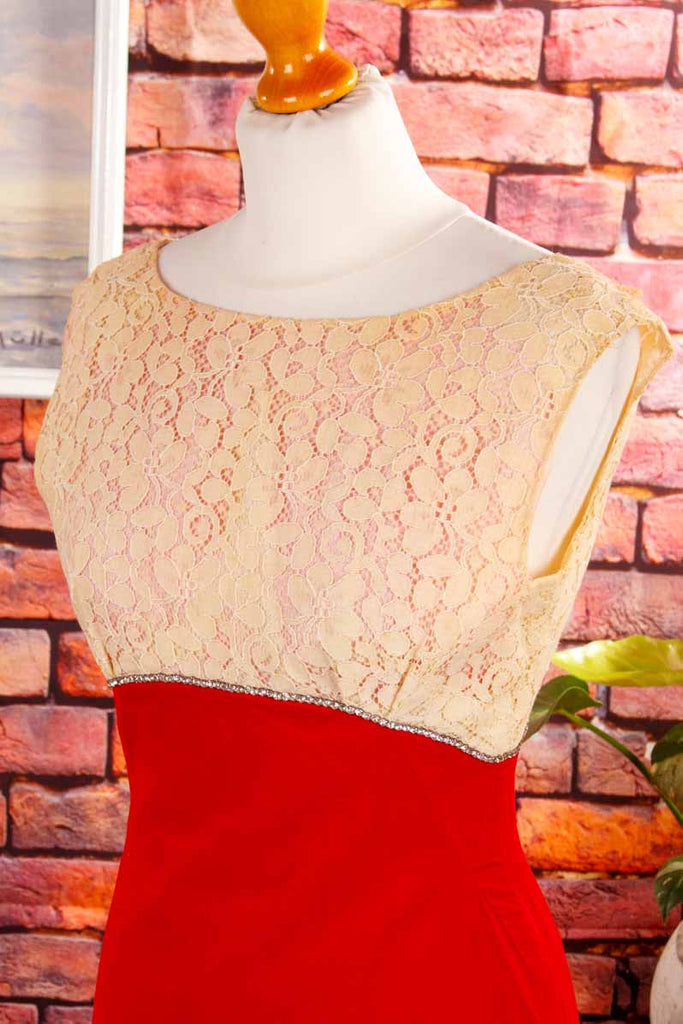 60s Abendkleid rot Samt