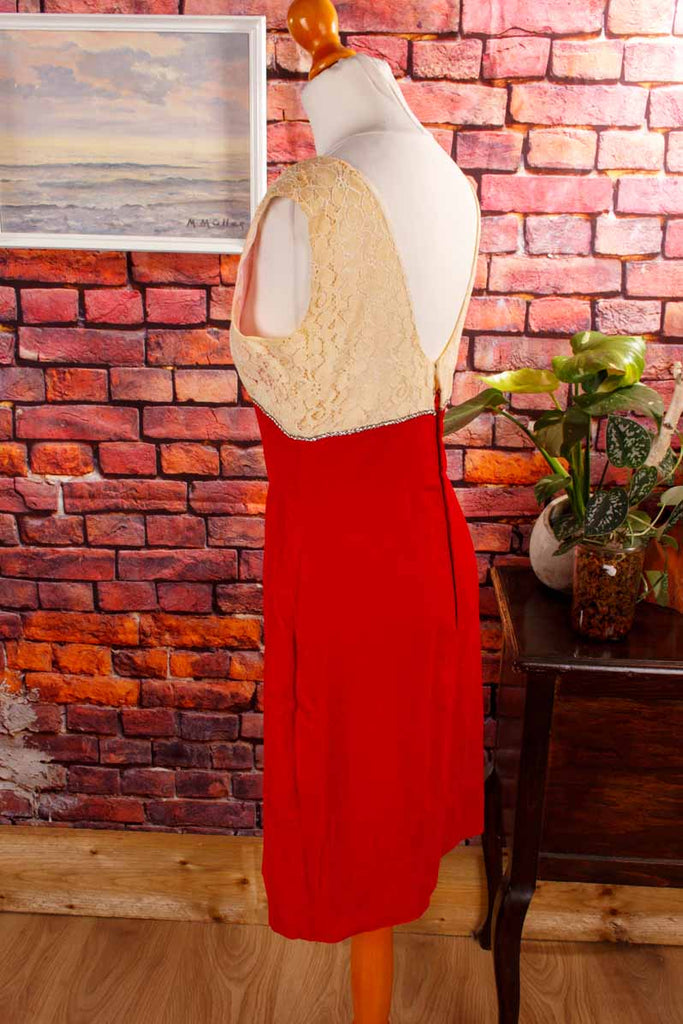 60s Abendkleid rot Samt