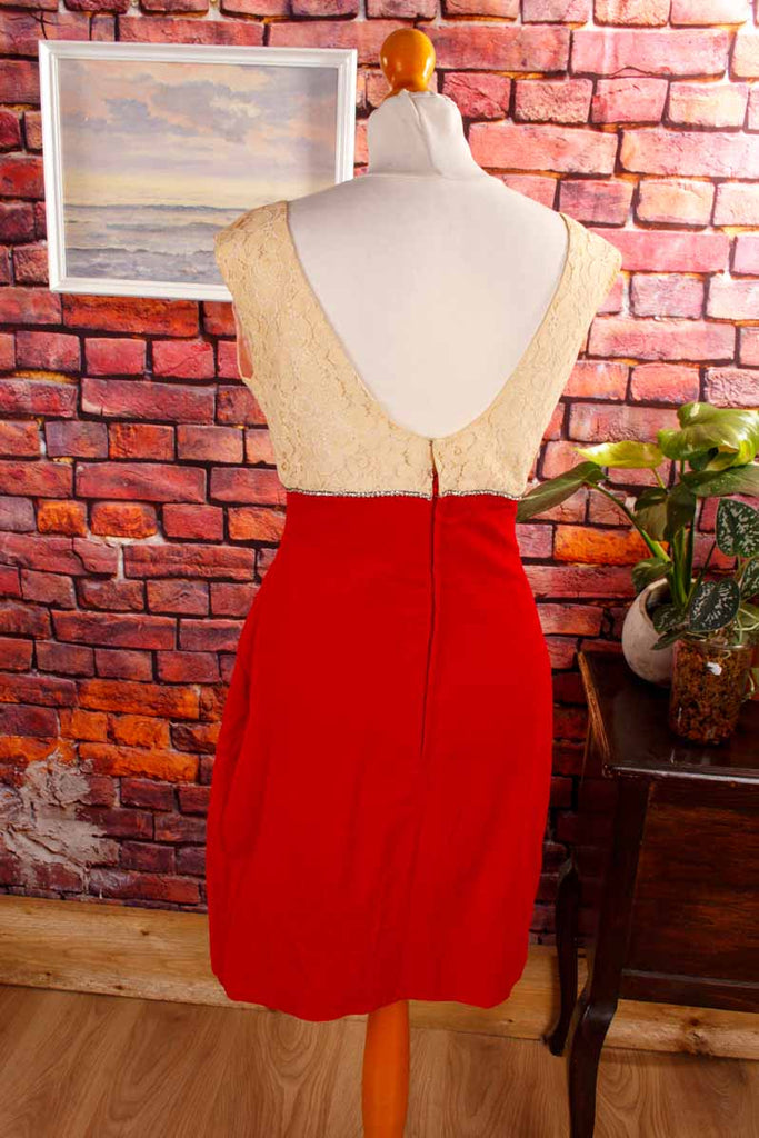 60s Abendkleid rot Samt