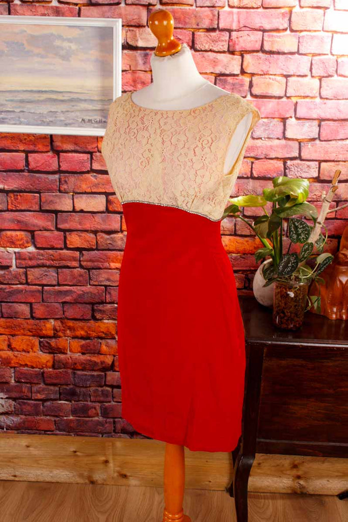 60s Abendkleid rot Samt