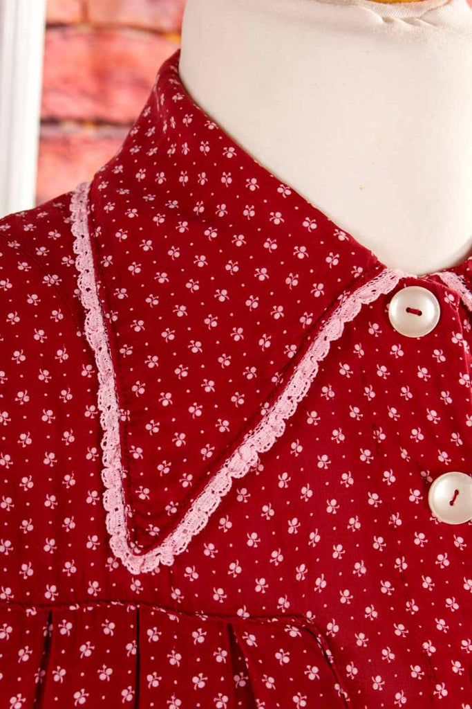 40s Viskosekleid weinrot Millefleur