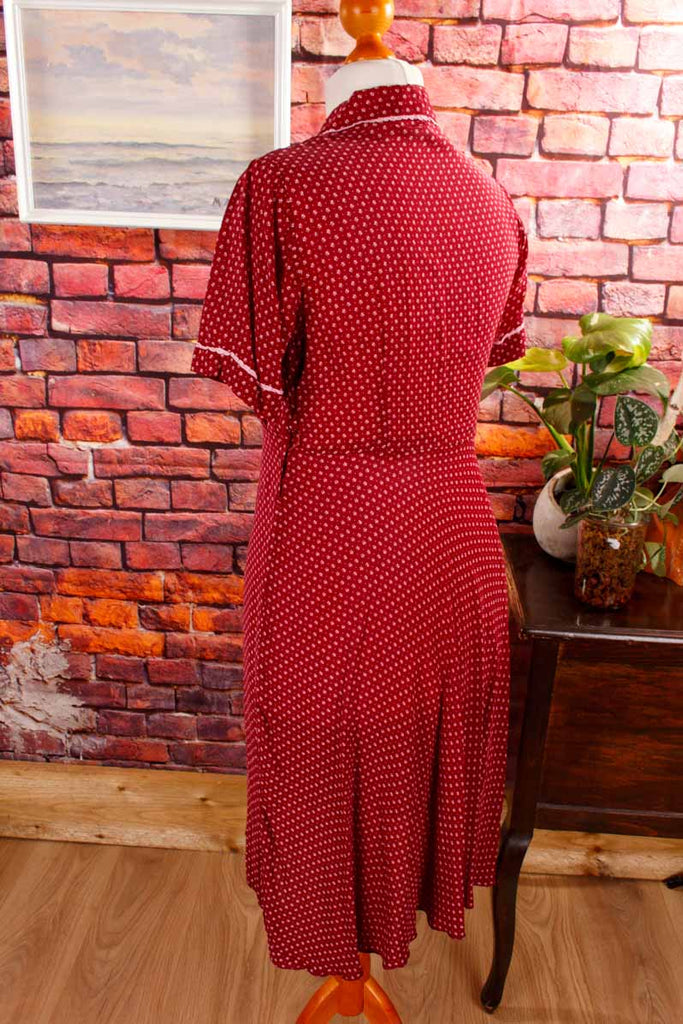 40s Viskosekleid weinrot Millefleur