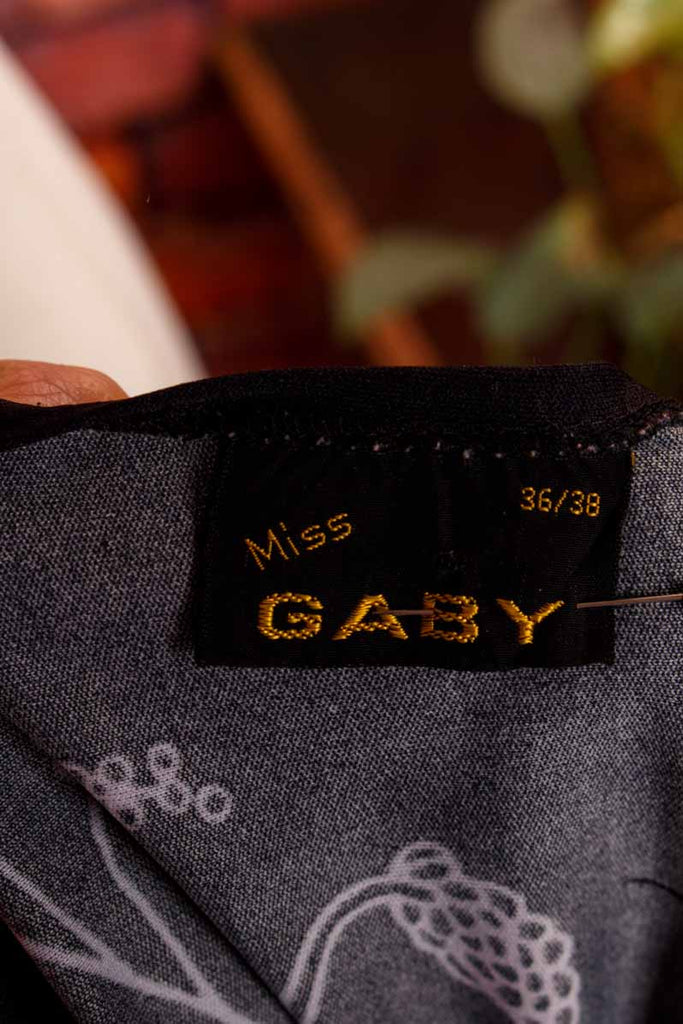 70s Maxikleid schwarz bunt schmal