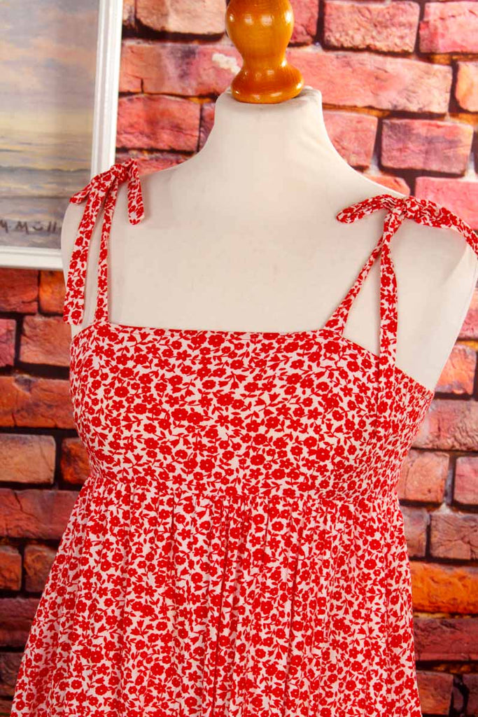 Vintage Umstandskleid rot Blumen