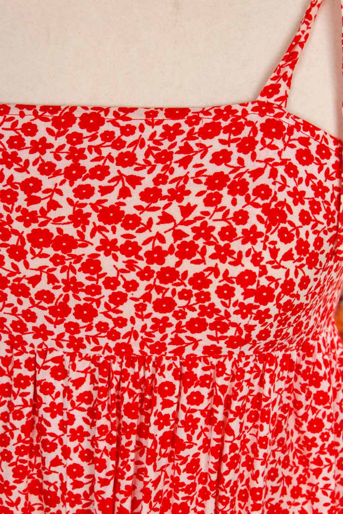 Vintage Umstandskleid rot Blumen