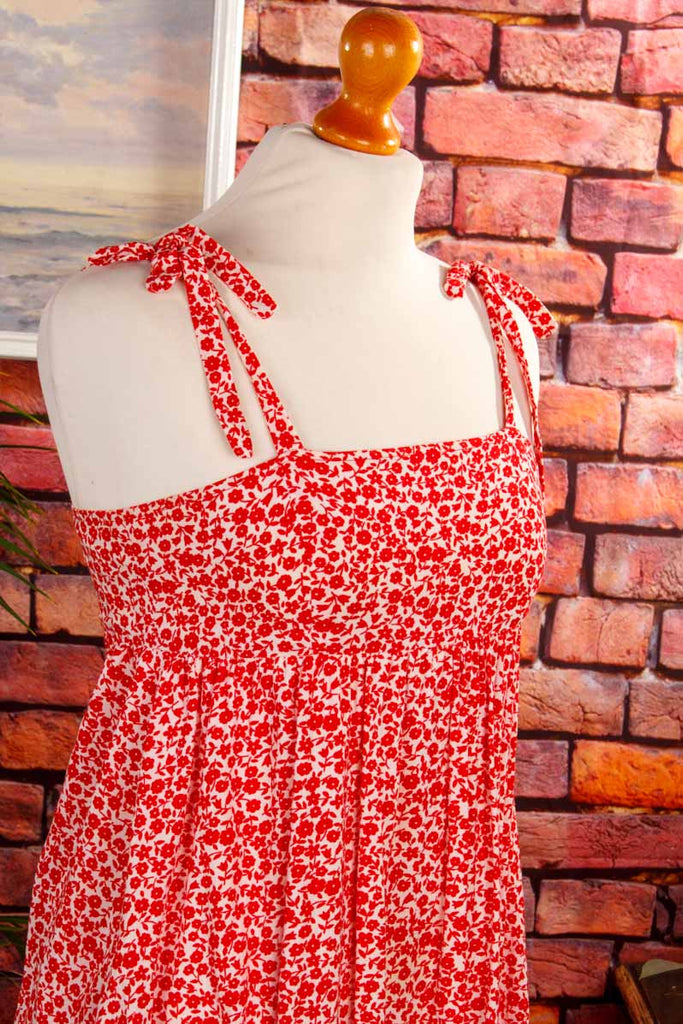 Vintage Umstandskleid rot Blumen