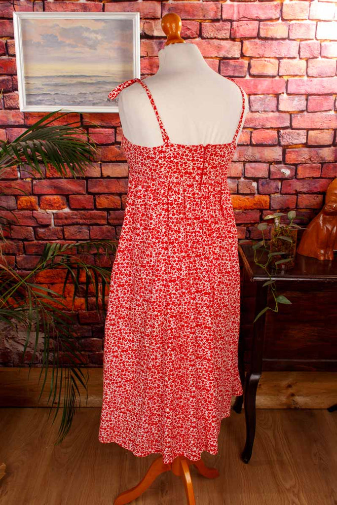 Vintage Umstandskleid rot Blumen