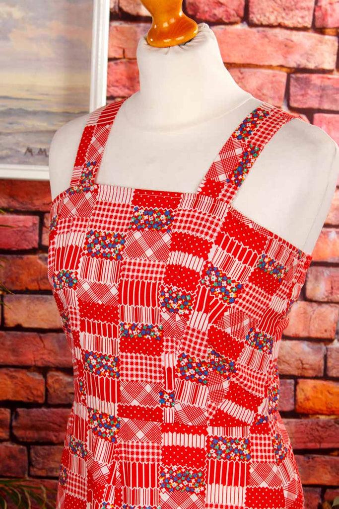 70s Hippiekleid rot Muster