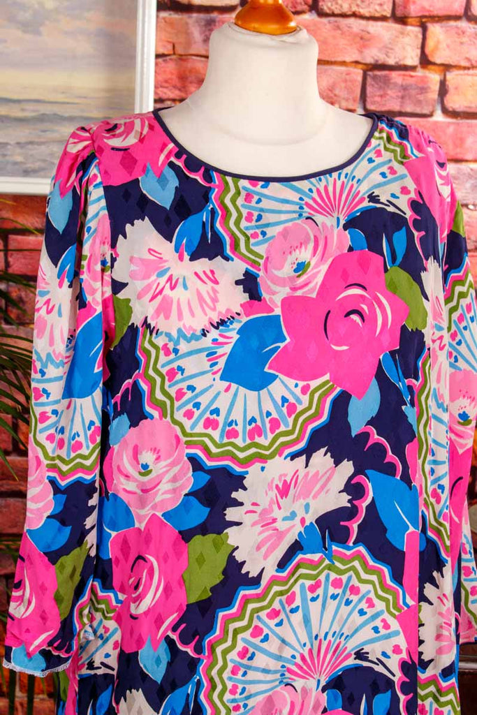 Boho Seidenkleid neon bunt