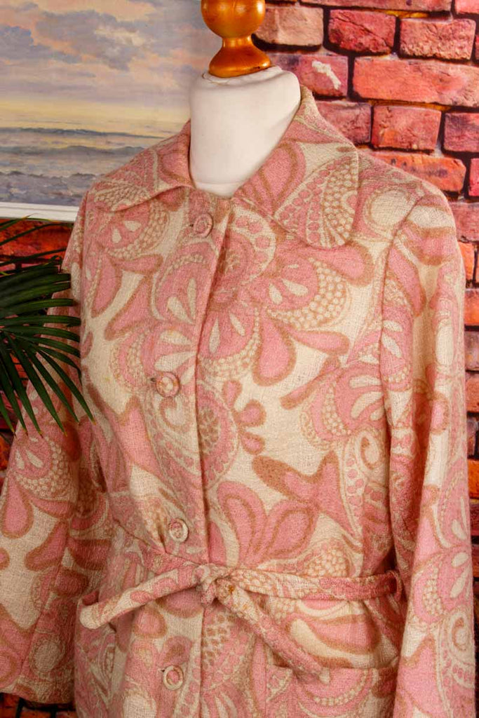 Vintage Mantel Hausmantel rosa Wolle