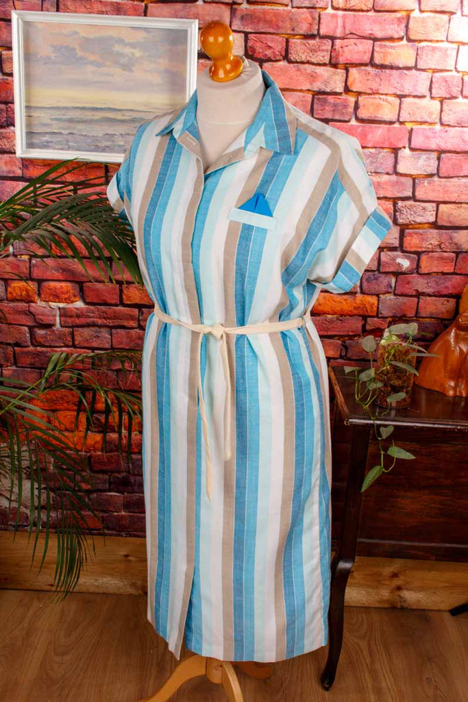 Hauskleid Streifenmuster blau