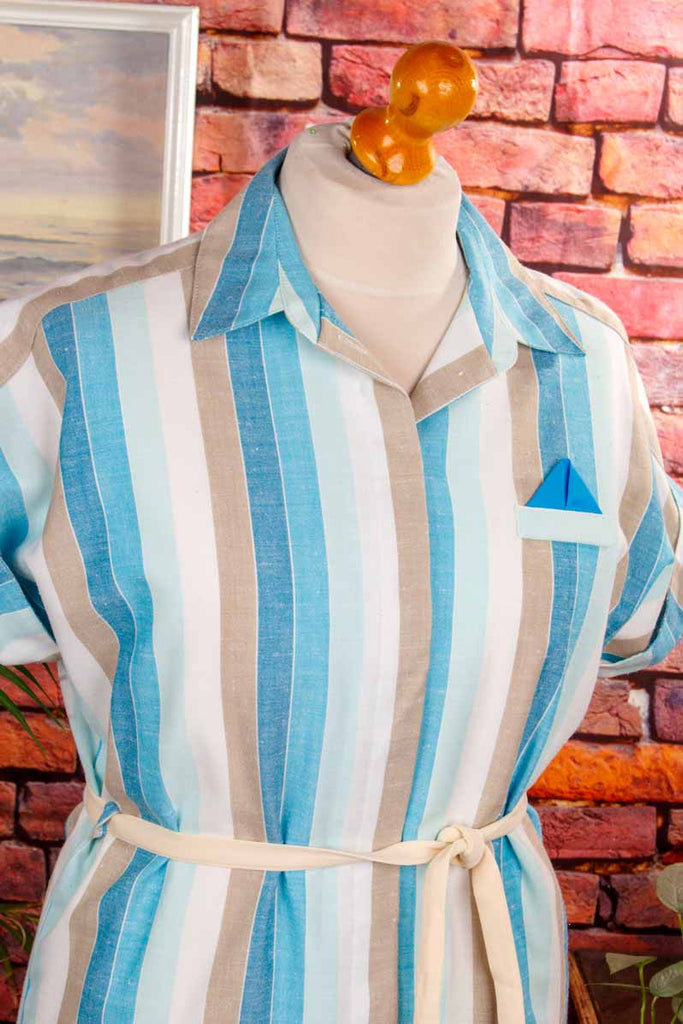 Hauskleid Streifenmuster blau