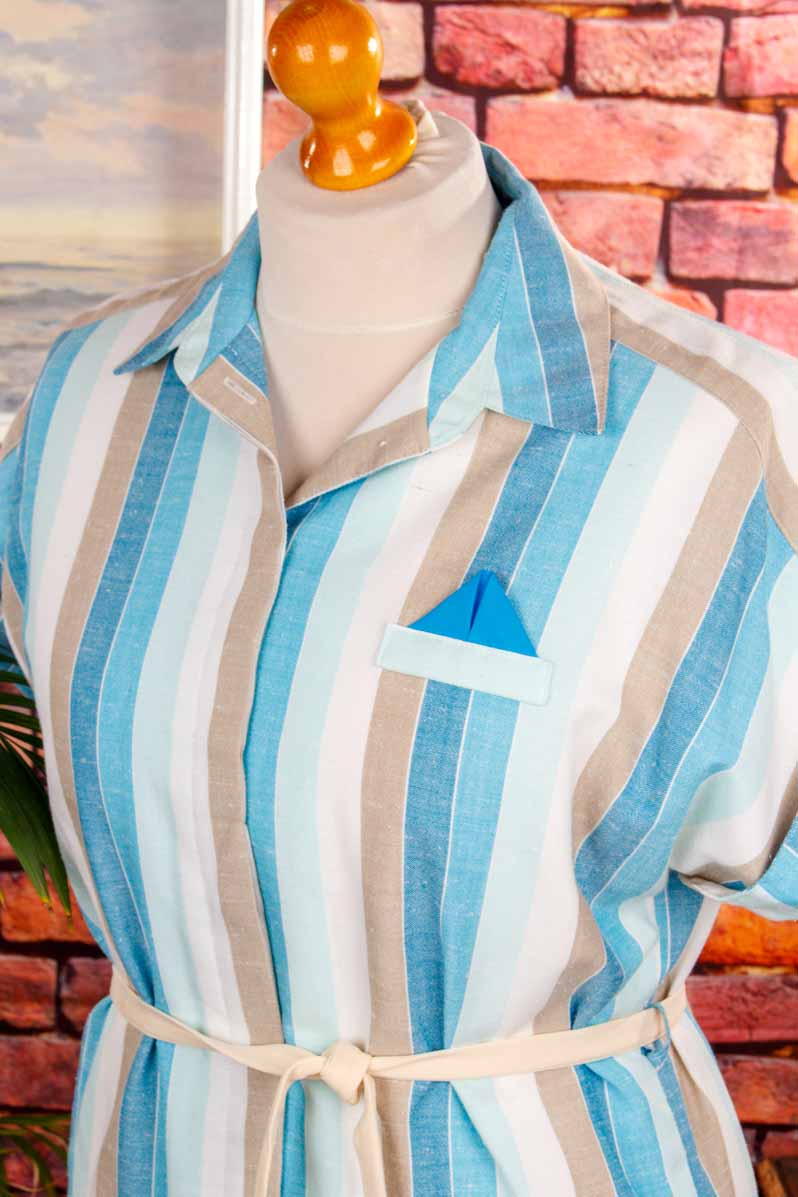 Hauskleid Streifenmuster blau