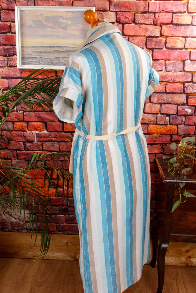 Hauskleid Streifenmuster blau