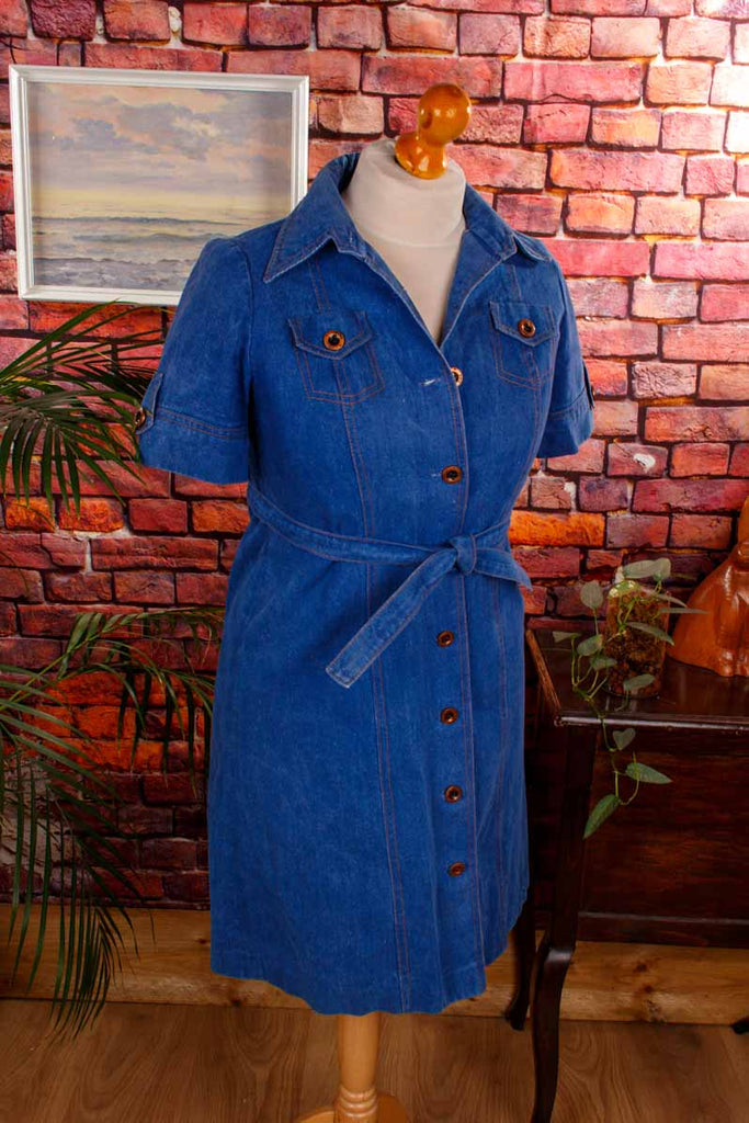 70s Denim Kleid blau