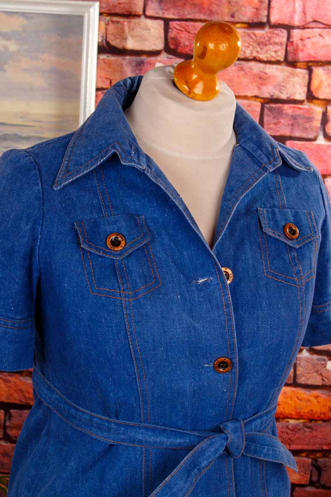 70s Denim Kleid blau