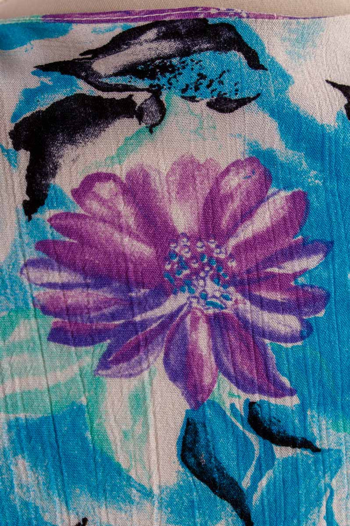 80s Viskosebluse blau Blumen