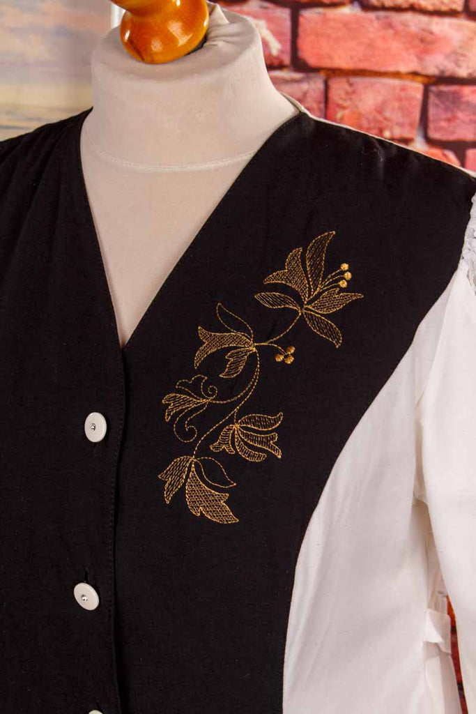 festliche Bluse schwarz weiß Spitze