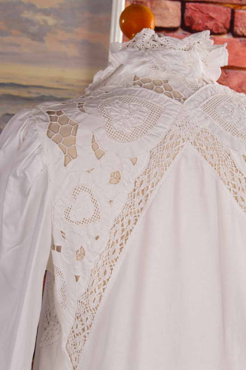 Cottage Core Bluse weiß Spitze